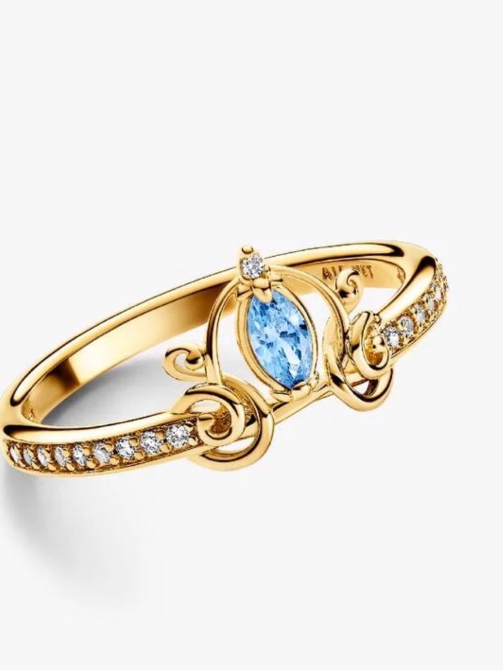 Pandora Gold-Tone Ring with Blue Marquise Stone